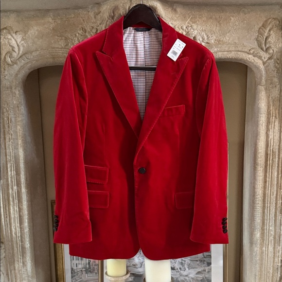Brooksbrothers 1818 Elegant Red Velvet Men's Blazer